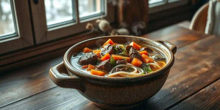 Sopa de músculo com legumes e macarrão: o prato que aquece a alma no inverno