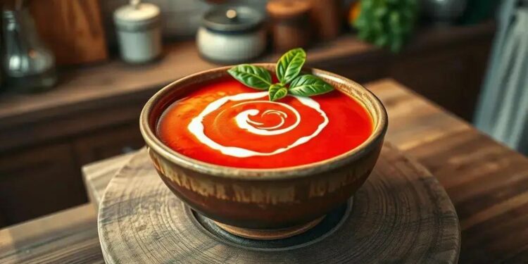 sopa de tomates cremosa; um mergulho simples em sabor intenso e rápido de fazer