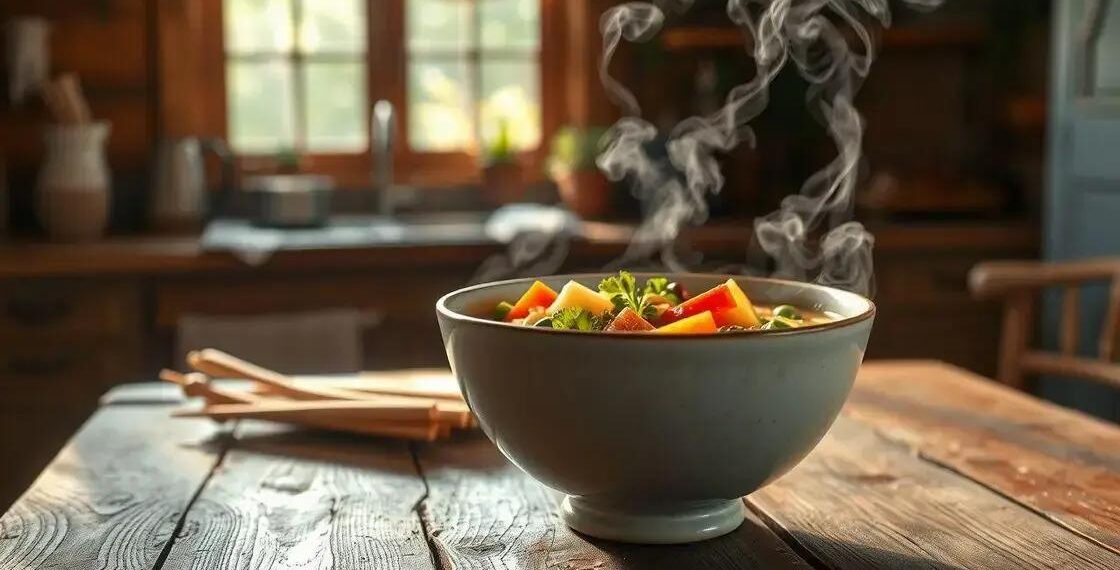 sopinha de macarrão com legumes; conforto rápido para dias corridos