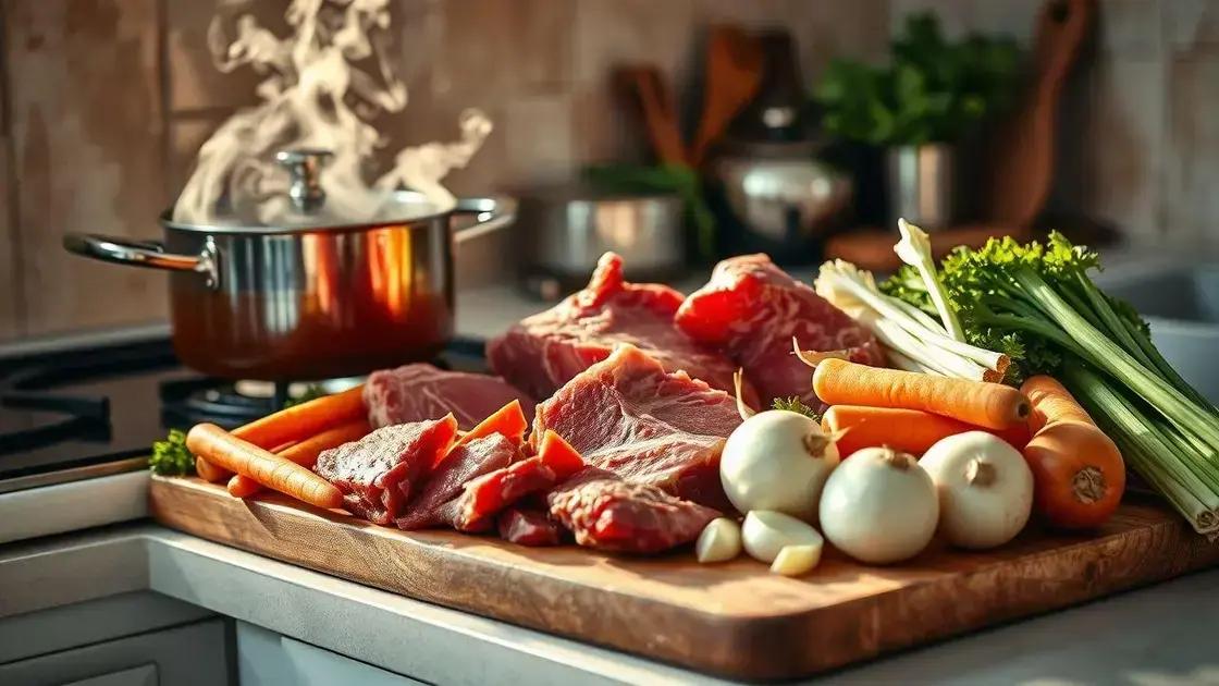 tempos de cozimento e cortes para obter caldo rico