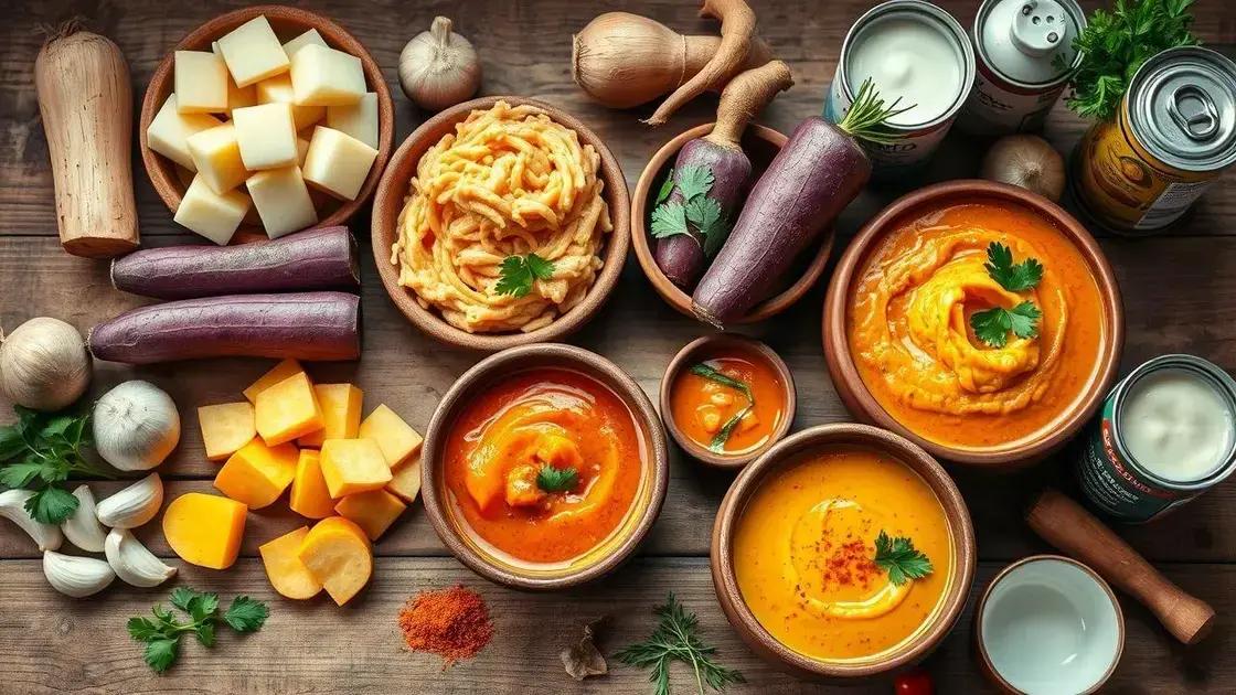 tipos de inhame e variações de sabor para sopas