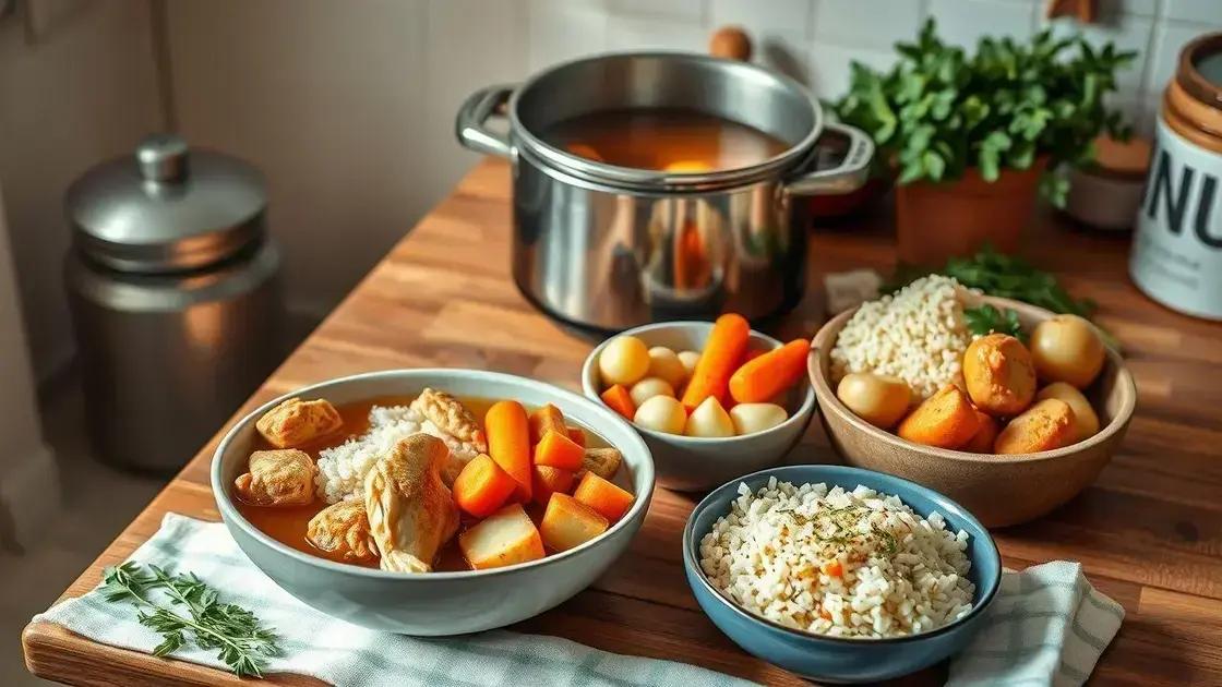 variações da canja: frango, arroz e complementos