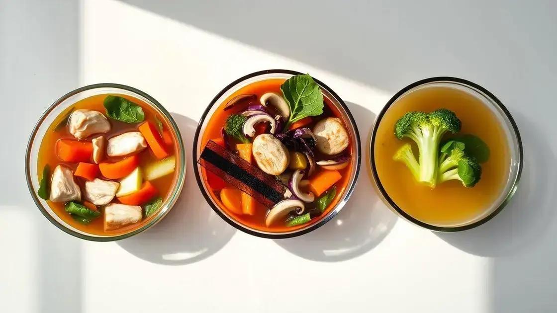 variações do caldo para diferentes dietas