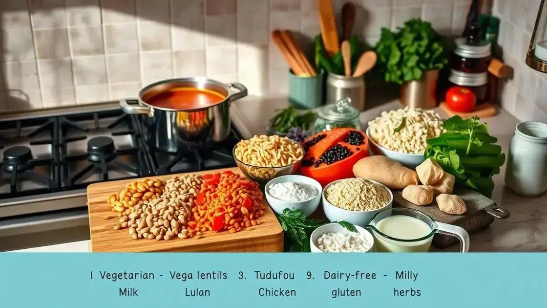 variações para dietas e preferências