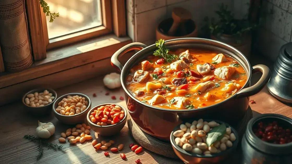 variações possíveis: frango, feijão e temperos