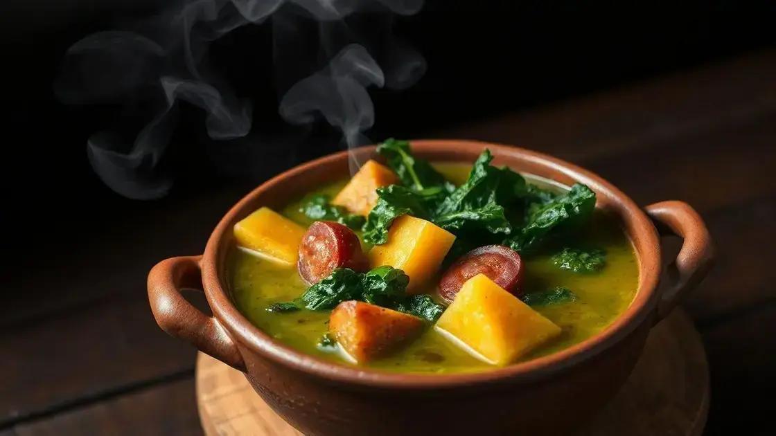 Caldo verde turbinado com linguiça e batata doce