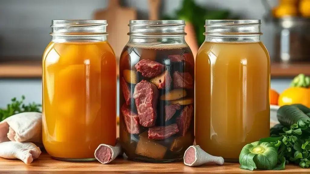 Caldos básicos: frango, carne e vegetais
