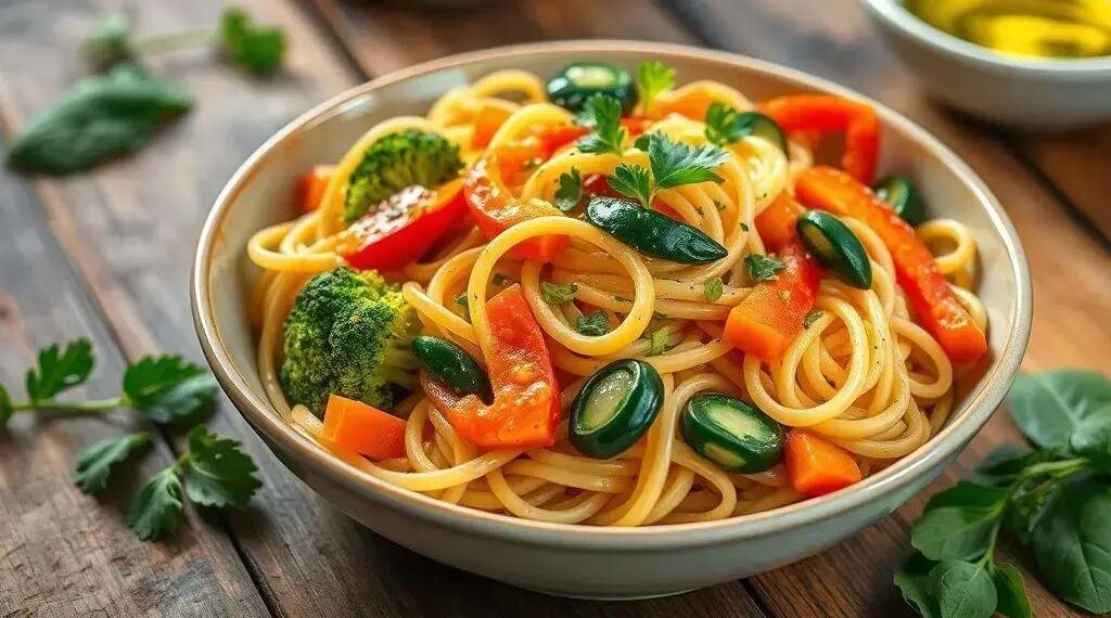 Macarrão com verduras: receita rápida e nutritiva para seu dia a dia