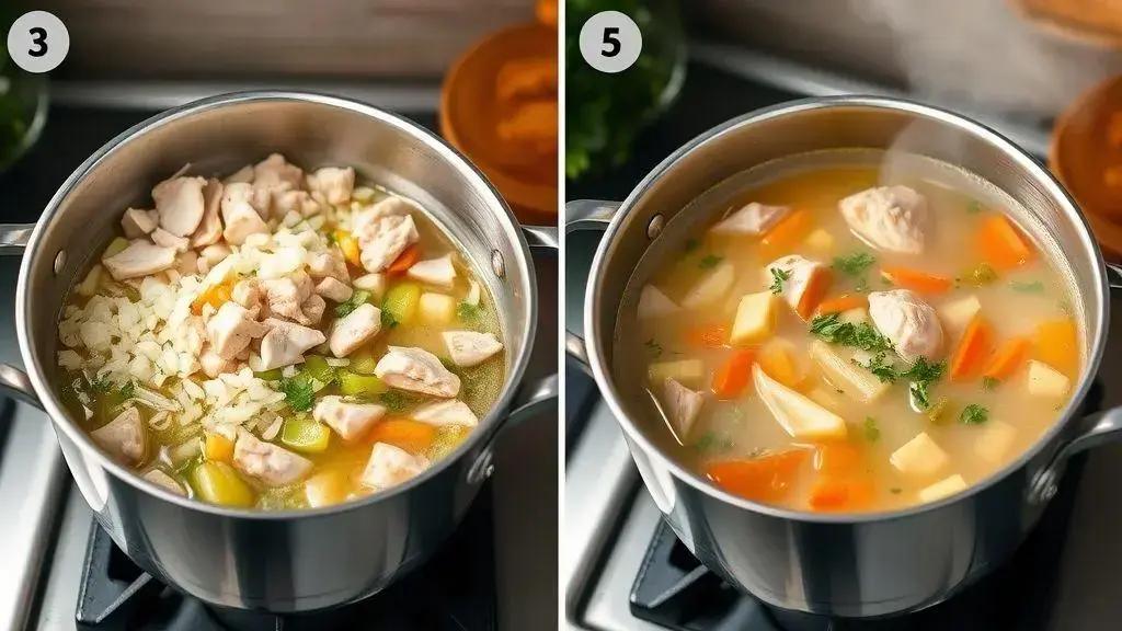 Passo a passo da sopa clássica de frango com legumes Passo a passo da sopa clássica de frango com legumes