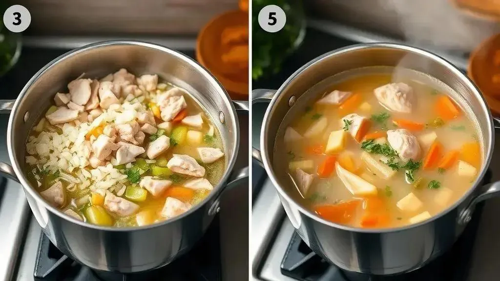Passo a passo da sopa clássica de frango com legumes