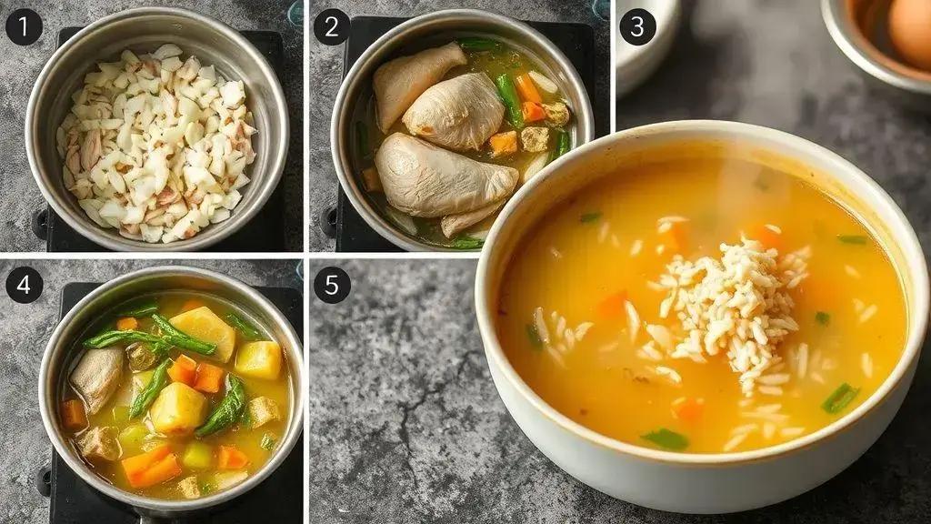Passo a passo: do frango ao caldo dourado
