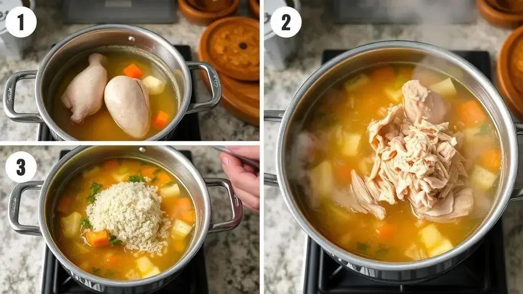 Passo a passo: do frango ao caldo dourado