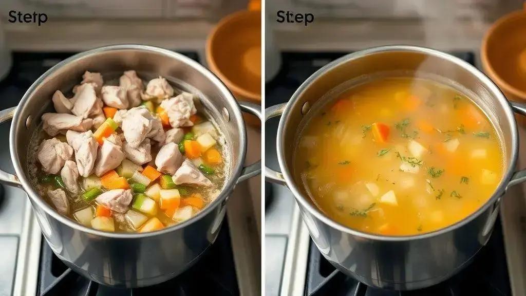 Passo a passo: do frango ao caldo dourado