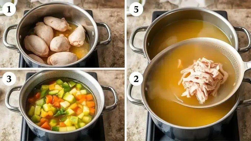 Passo a passo: do frango ao caldo dourado