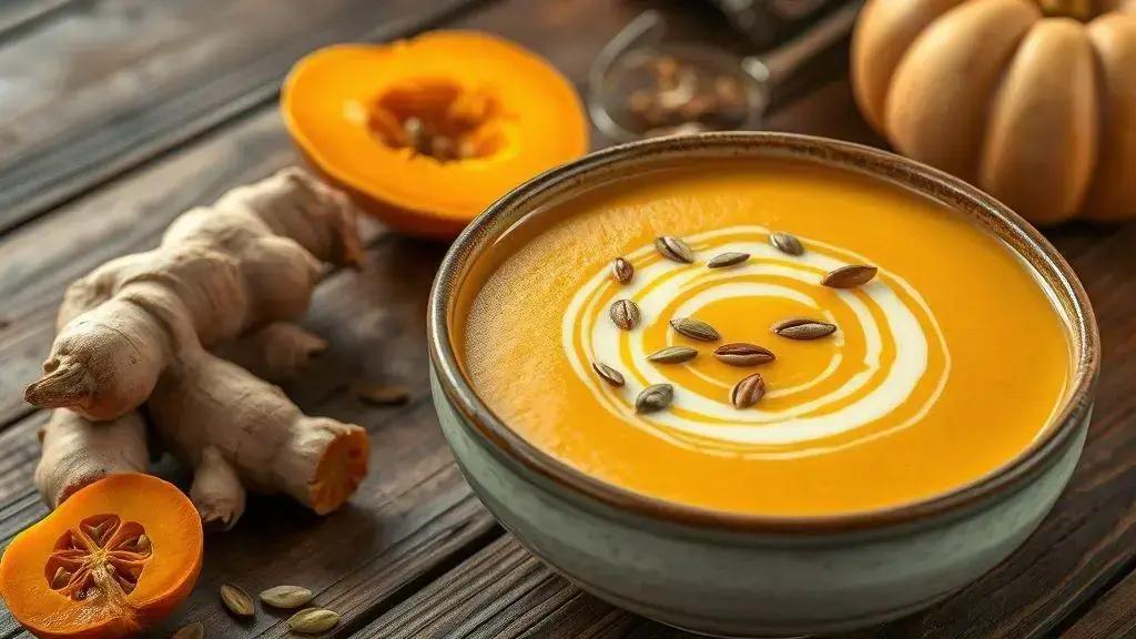 Sopa cremosa de abóbora com gengibre: clássico com toque especial