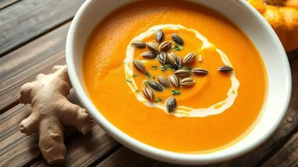 Sopa cremosa de abóbora com toque especial
