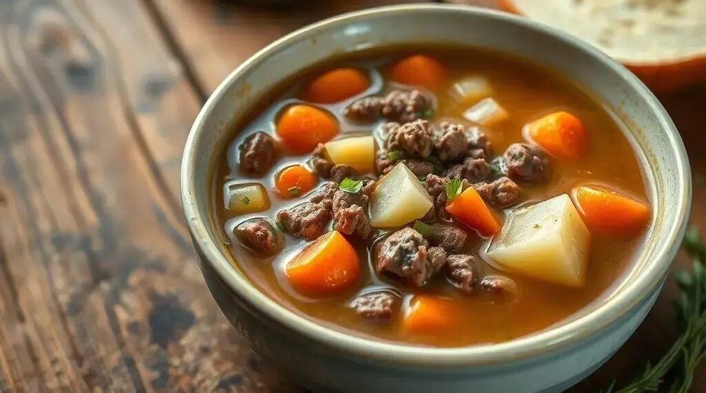 Sopa de carne moída com batata: receita caseira que aquece o coração