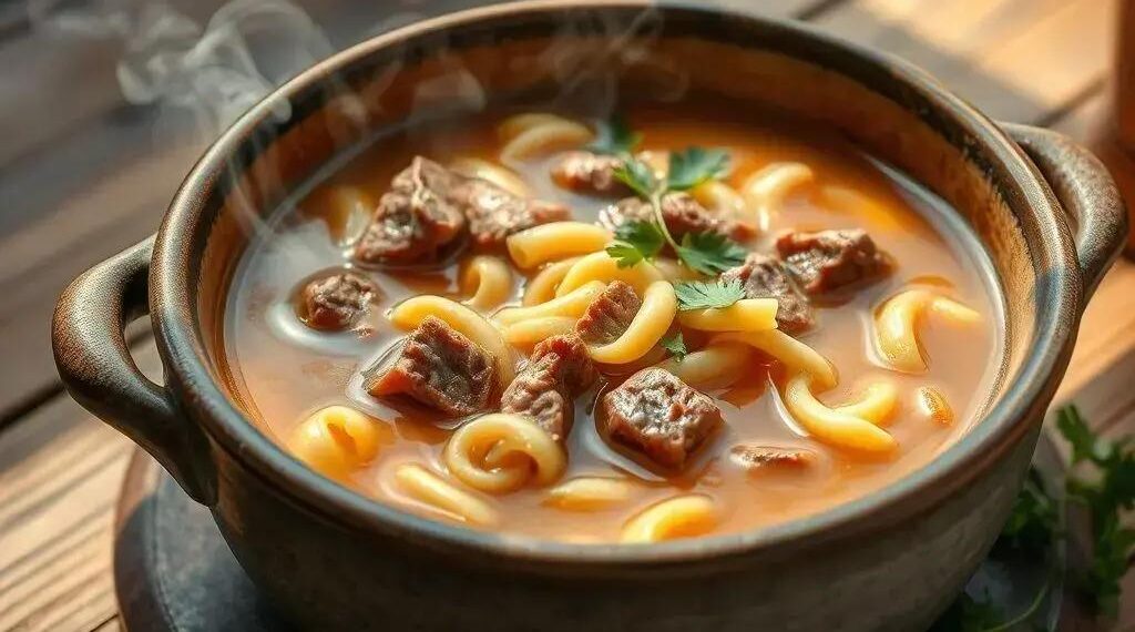 Sopa de músculo com macarrão: o conforto caseiro que aquece o coração