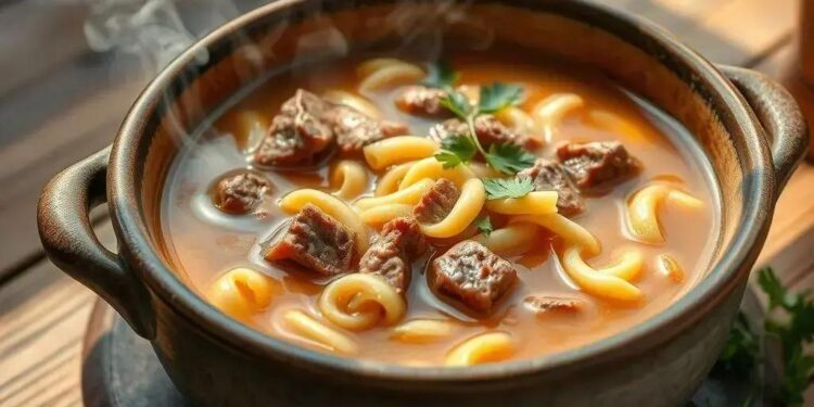 Sopa de músculo com macarrão: o conforto caseiro que aquece o coração