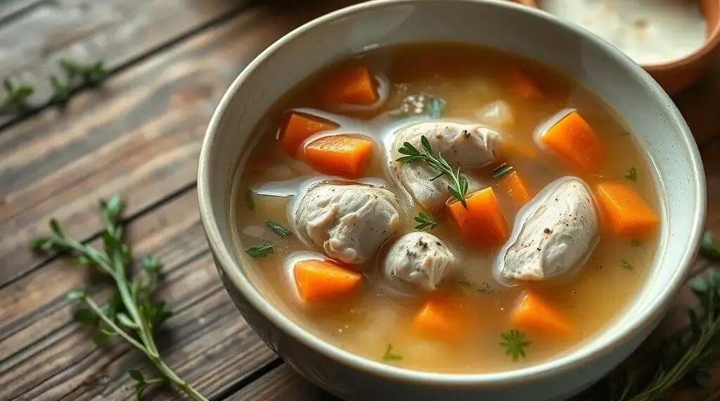 Sopa feita de caldo de galinha: o segredo para um prato nutritivo e reconfortante