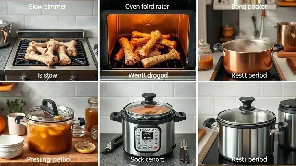 Técnicas de cozimento para obter caldos ricos e gelatinosos