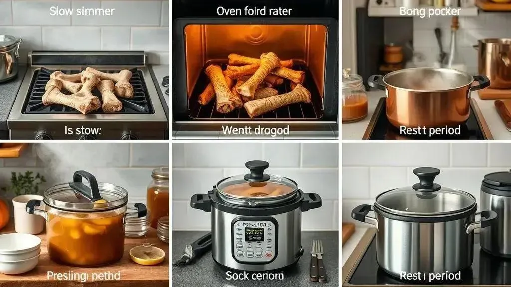 Técnicas de cozimento para obter caldos ricos e gelatinosos