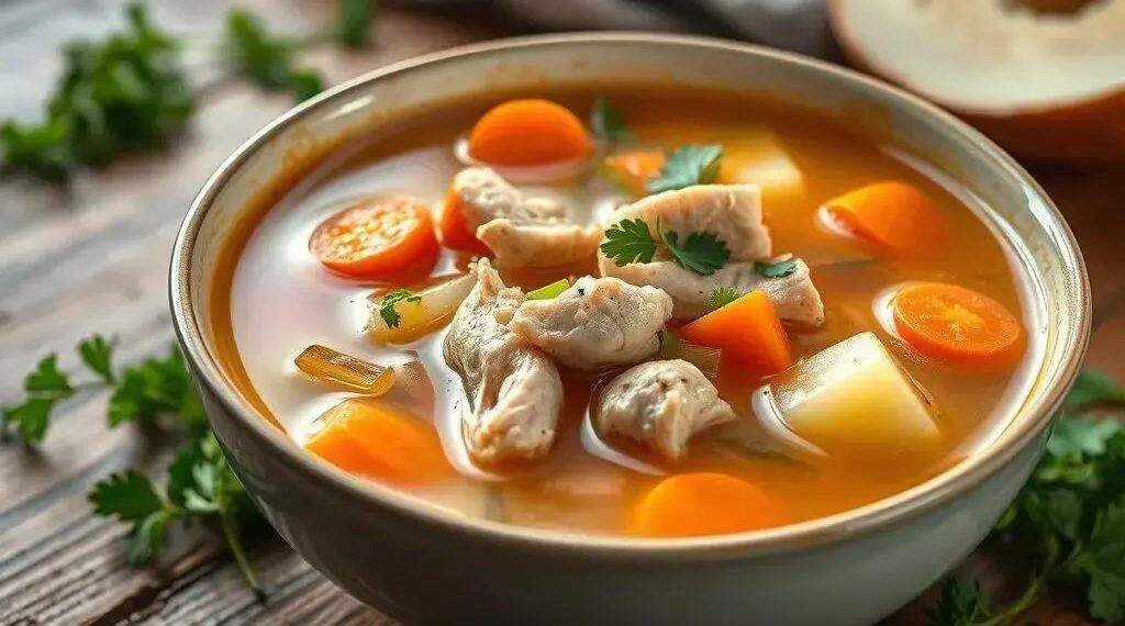 Calorias da sopa de legumes com frango: descubra quantas tem e como emagrecer