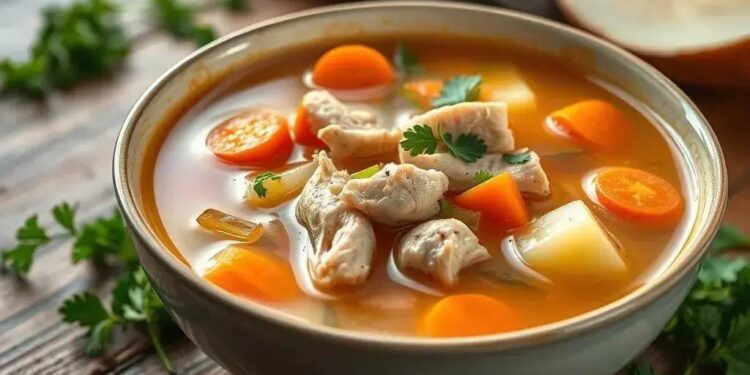 Calorias da sopa de legumes com frango: descubra quantas tem e como emagrecer