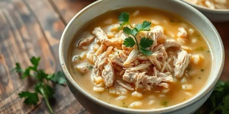 Canja de arroz com frango desfiado: o conforto que sua família precisa