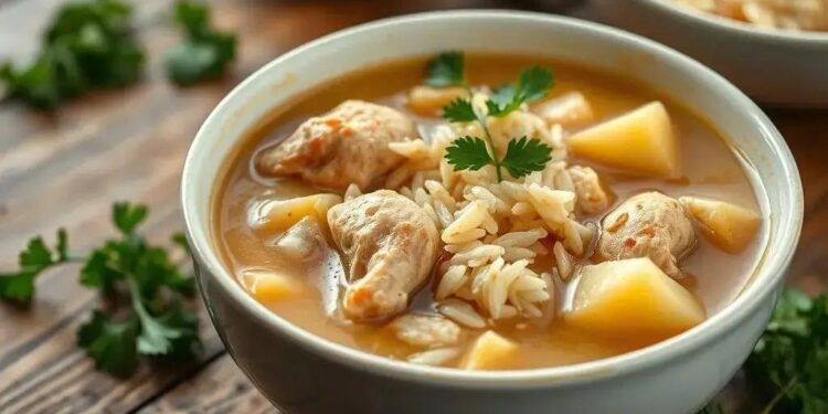 Canja de galinha com arroz e batata: o segredo para dias frios e recuperação rápida