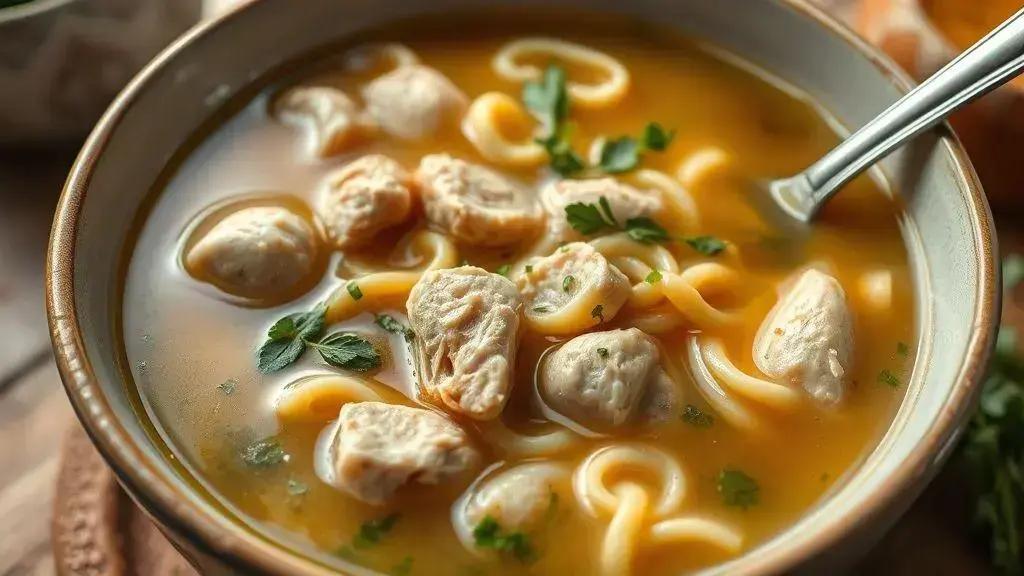 Canja de galinha com macarrão caseiro