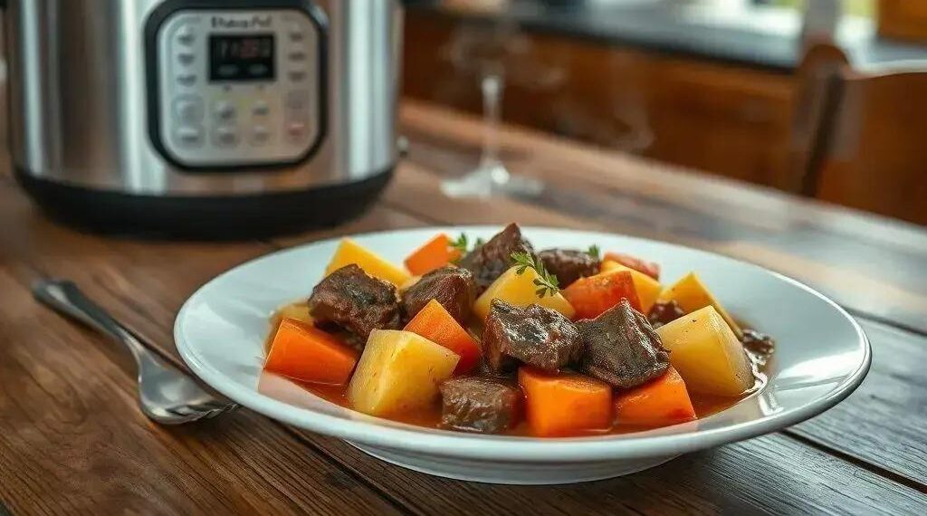 Carne com batata e cenoura na panela de pressão: receita rápida e saborosa