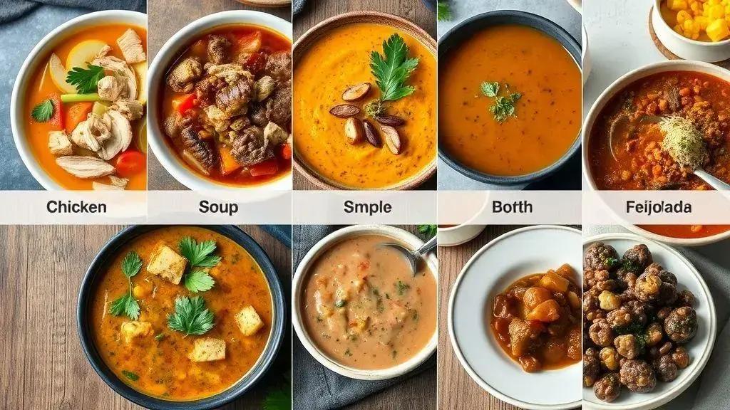 Comparação com outras sopas e pratos similares