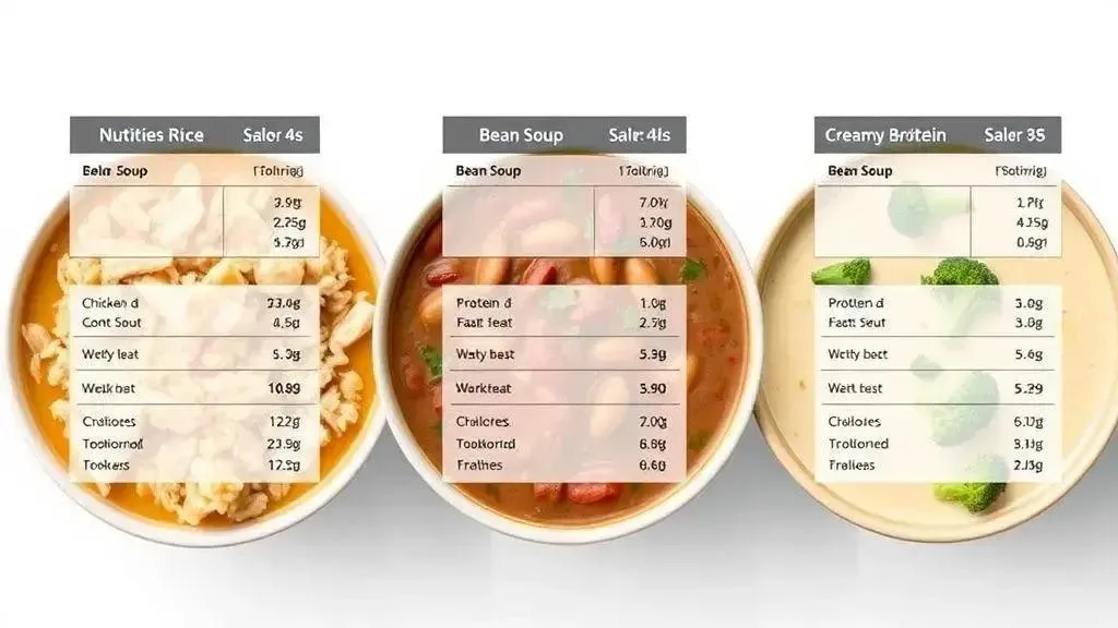 Comparação nutricional com outras sopas Comparação nutricional com outras sopas