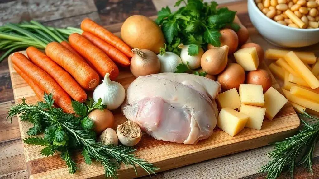 Ingredientes básicos para uma sopa nutritiva