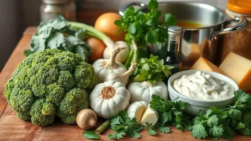 Ingredientes essenciais para uma sopa cremosa e nutritiva Ingredientes essenciais para uma sopa cremosa e nutritiva
