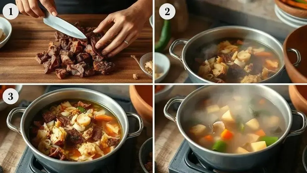 O passo a passo da carne de sol na sopa O passo a passo da carne de sol na sopa