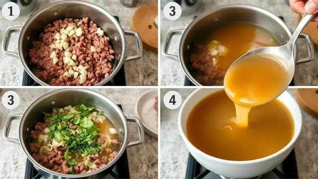 O passo a passo da preparação do caldo O passo a passo da preparação do caldo