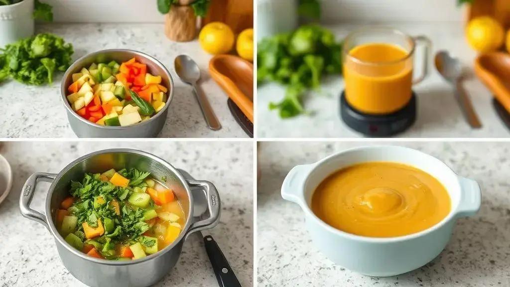 Passo a passo da preparação da sopa