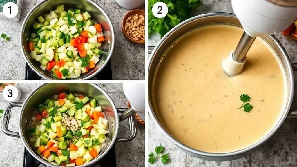 Passo a passo da sopa cremosa de legumes