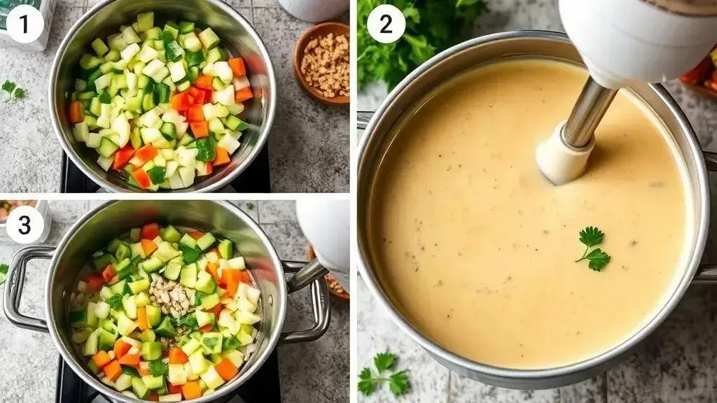 Passo a passo da sopa cremosa de legumes Passo a passo da sopa cremosa de legumes