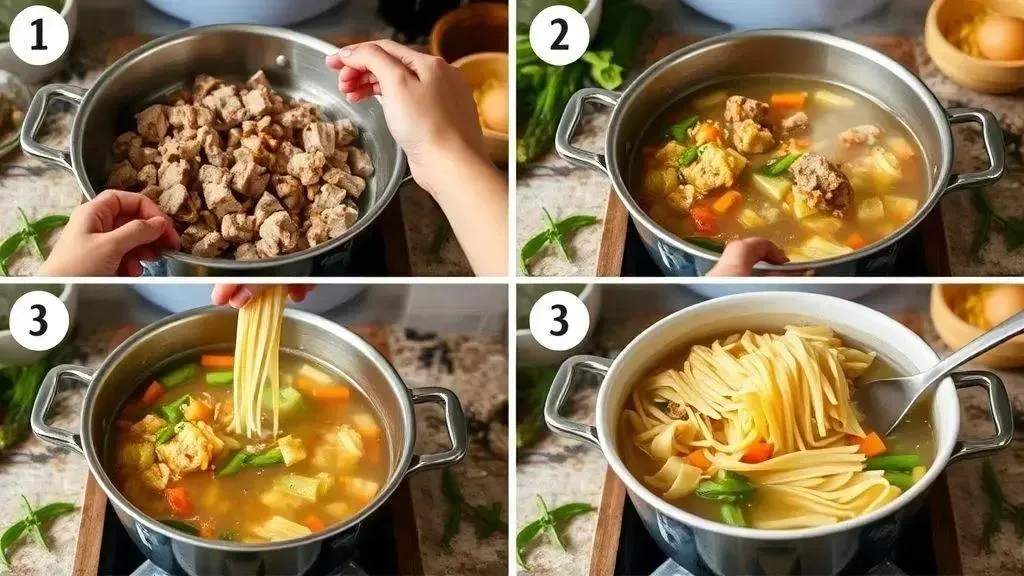 Passo a passo do preparo da sopa
