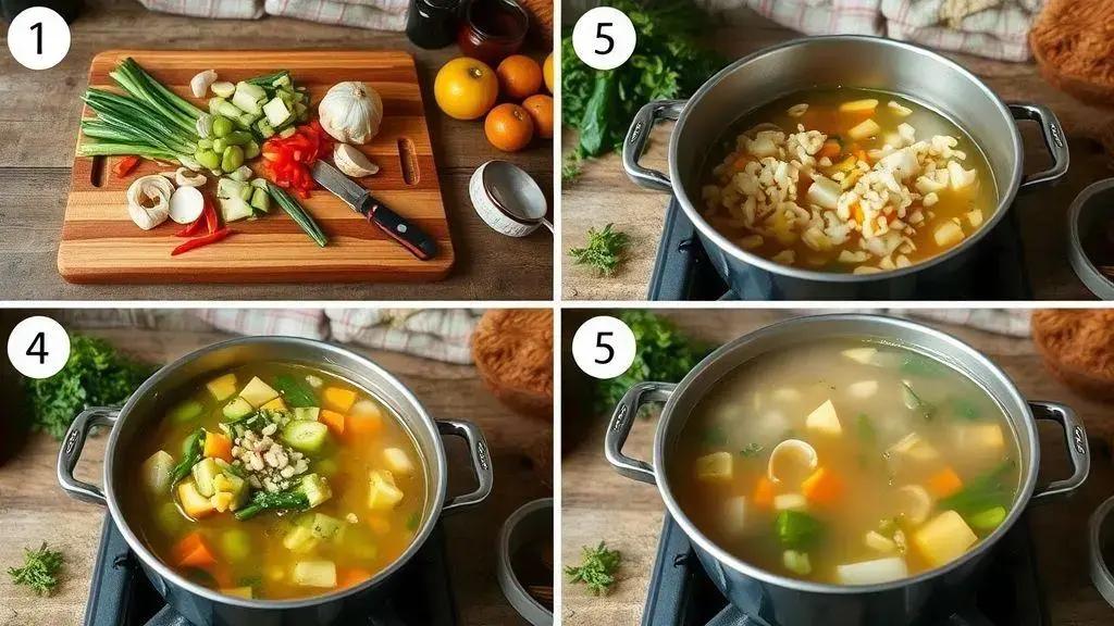 Passo a passo do preparo da sopa