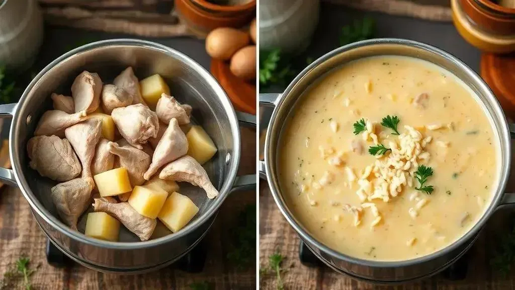 Passo a passo para uma canja cremosa e saborosa Passo a passo para uma canja cremosa e saborosa