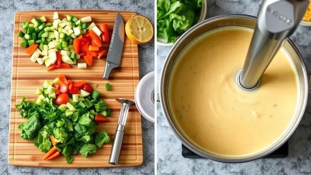 Passo a passo para uma sopa cremosa sem usar creme de leite