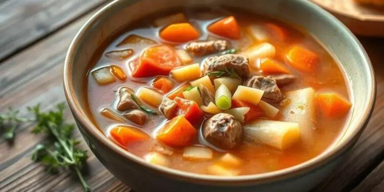 Receita de sopa de legumes com carne e macarrão: o conforto que sua família merece