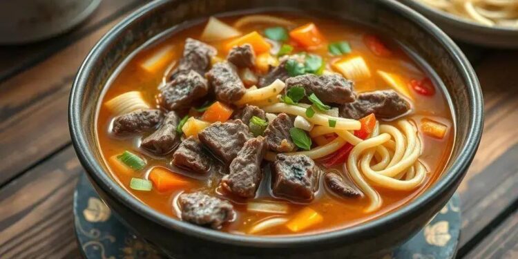 Sopa com musculo e macarrão: o conforto que aquece a alma em dias frios