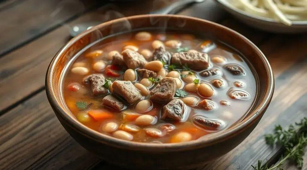 Sopa de feijão com carne e legumes: receita reconfortante para dias frios
