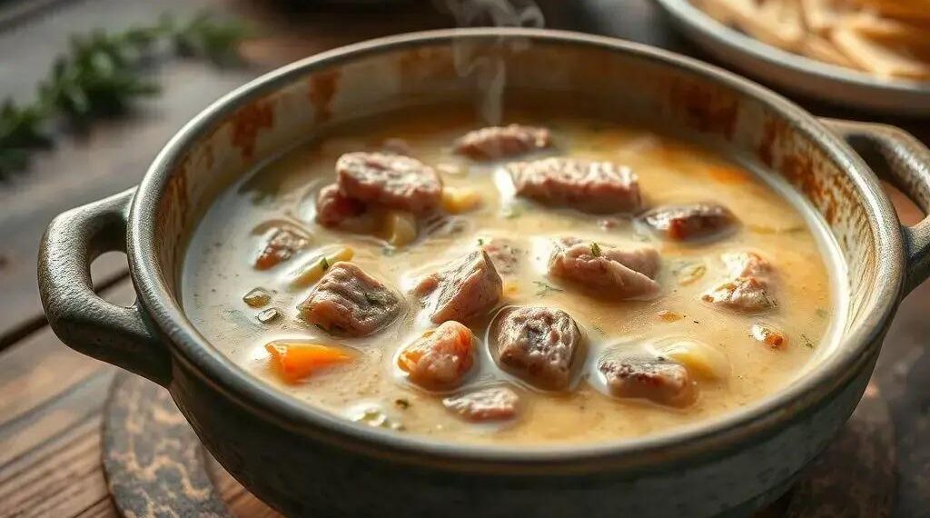 Sopa de legumes com carne cremosa: o segredo para noites frias mais aconchegantes