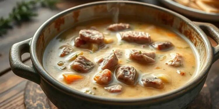 Sopa de legumes com carne cremosa: o segredo para noites frias mais aconchegantes